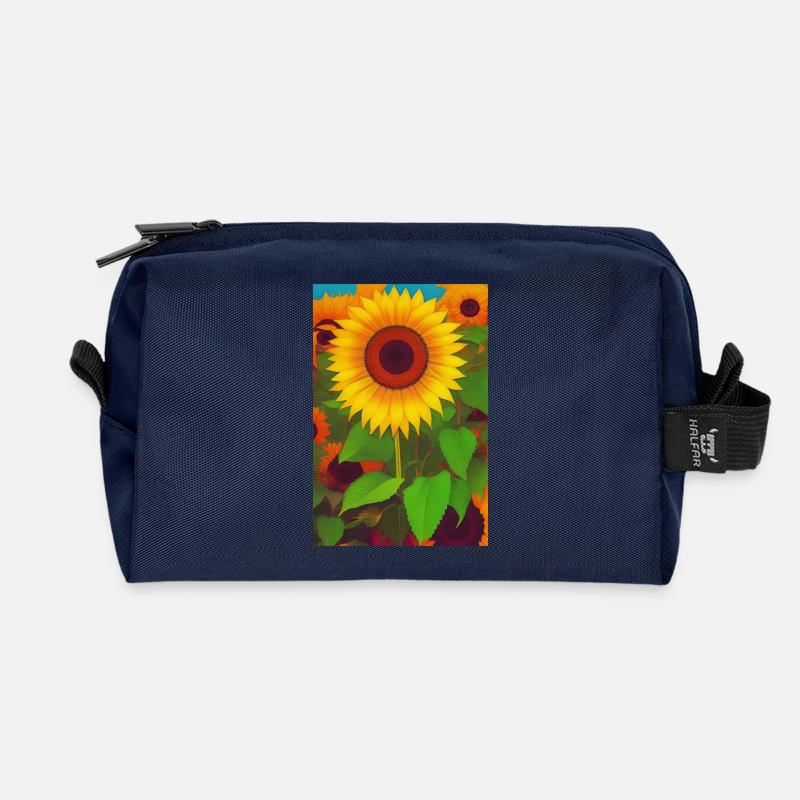 Sonnenblumen - Recycelte Kulturtasche - Navy