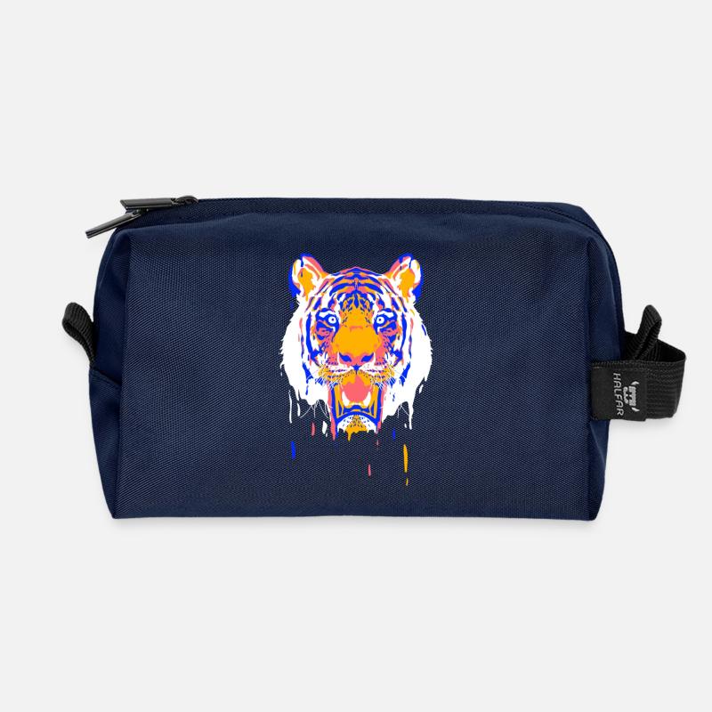 Tiger malen - Recycelte Kulturtasche - Navy