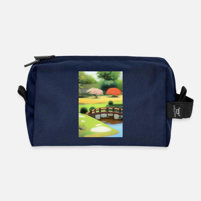 Chinesischer Zen Garten - Recycelte Kulturtasche - Navy