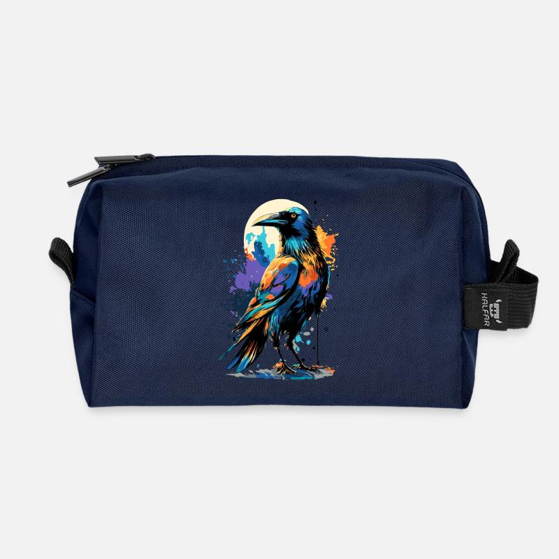 Schwarzer Rabe - Krähe Farbenfroh - Raben & Krähen - Recycelte Kulturtasche - Navy