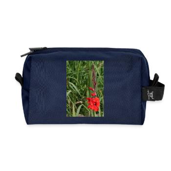 Gladiole – Stärke in Blüte - Recycelte Kulturtasche - Navy - Vorne
