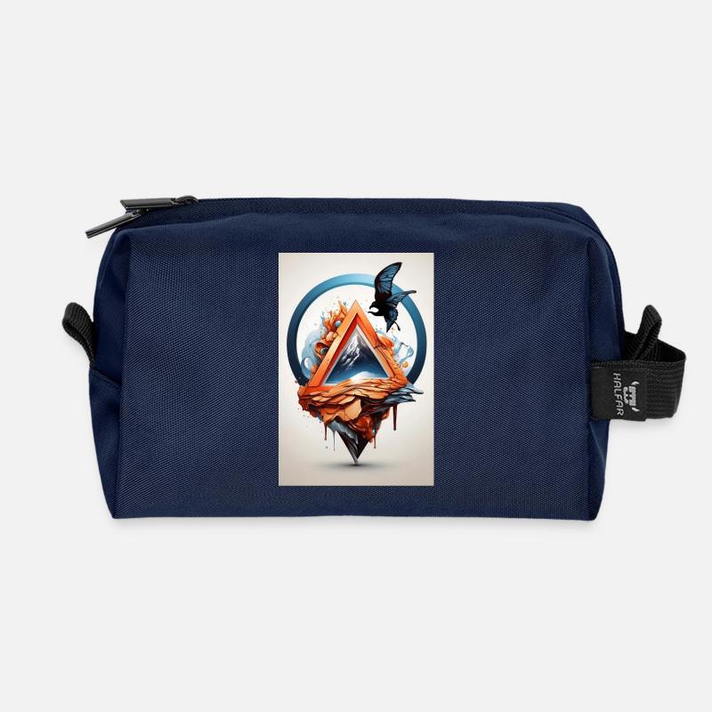 Adler auf zerlaufendem Gebirge - Recycelte Kulturtasche - Navy