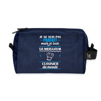 Pas parfait mais meilleur cuisinier du monde - Trousse de toilette en tissu recyclé - marine - Devant