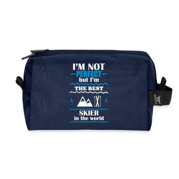 Pas parfait, mais le meilleur skieur du monde - Trousse de toilette en tissu recyclé - marine - Devant