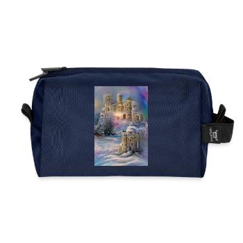 Château enneigé au pays des merveilles hivernales - Trousse de toilette en tissu recyclé - marine - Devant