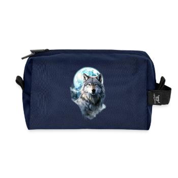 Wolf Moon Forest - Recycled Toiletry Zip Bag - navy - Front