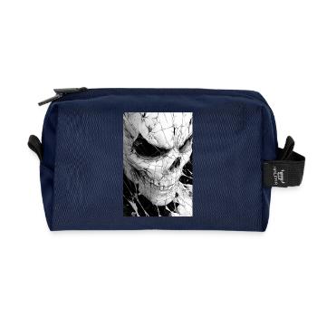 Schädelnetz Schwarzweiß - Recycelte Kulturtasche - Navy - Vorne