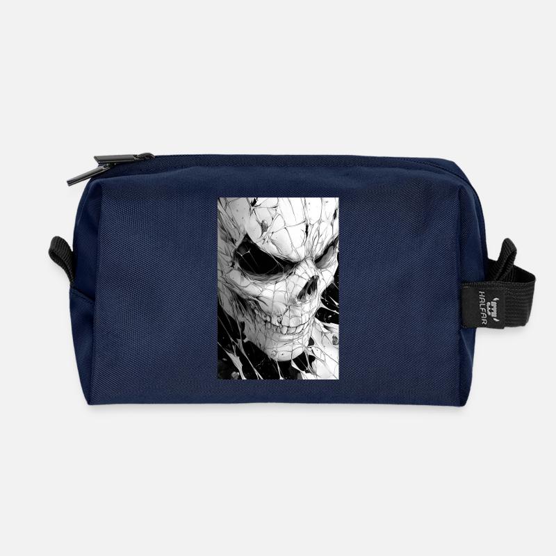 Skull Net Black & White - Recycled Toiletry Zip Bag - navy