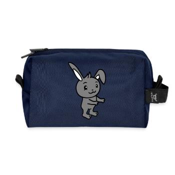 Hase Umarmung Häschen Nagetier Kleintier niedlich - Recycelte Kulturtasche - Navy - Vorne