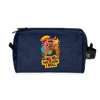 Roll-Esel mit Stil - Recycelte Kulturtasche - Navy - Vorne