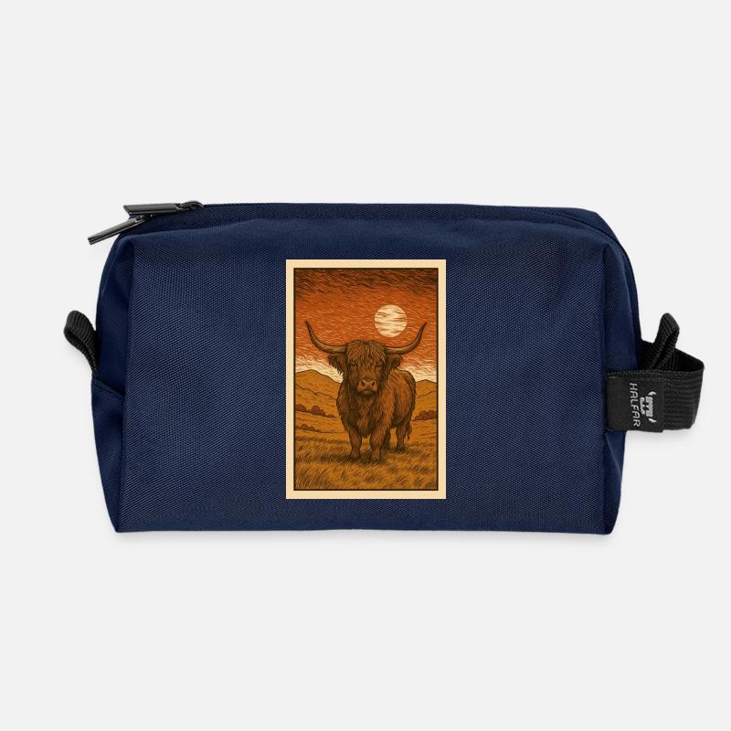 Schottisches Highlander-Rind - Recycelte Kulturtasche - Navy