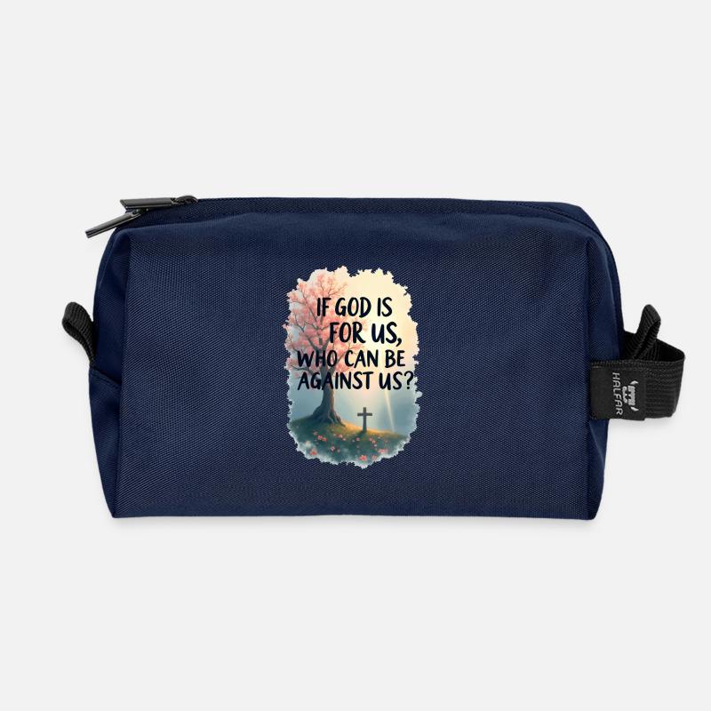 If God Is for Us - Recycled Toiletry Zip Bag - navy