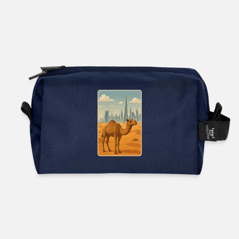 Camel in Dubai - Recycled Toiletry Zip Bag - navy