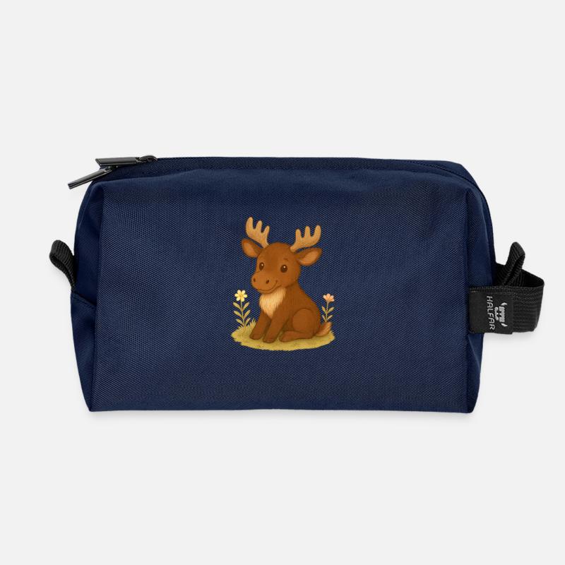 Nordischer Wald - Elch - Recycelte Kulturtasche - Navy