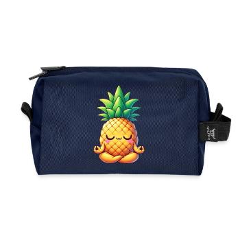 Süße Ananas Yoga Meditation Entspannung Cartoon - Recycelte Kulturtasche - Navy - Vorne
