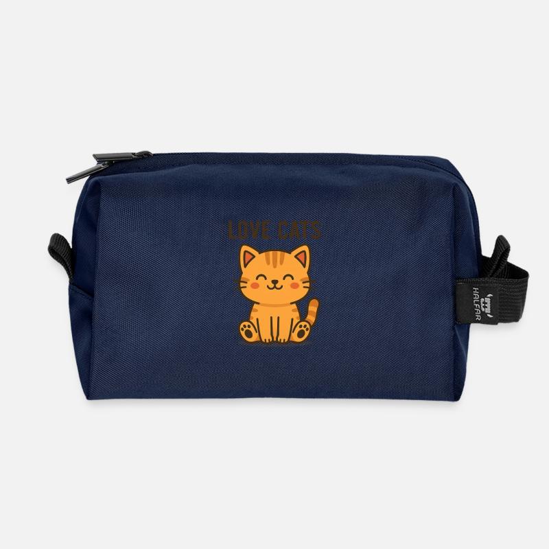 Love Cats! - Recycelte Kulturtasche - Navy