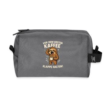 Sloth Coffee Shut Up Keep Work Office - Recycled Toiletry Zip Bag - anthracite - Front
