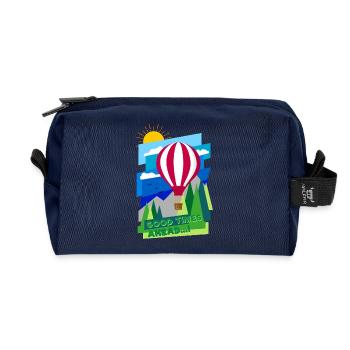 Good Times (balloon, landscape) - Recycled Toiletry Zip Bag - navy - Front