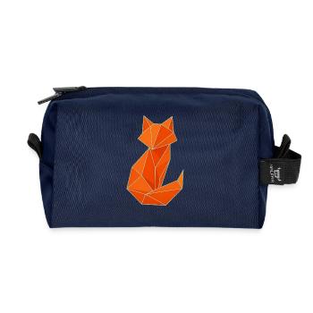 Geometrischer Fuchs - Stilvolles Origami-Design - Recycelte Kulturtasche - Navy - Vorne