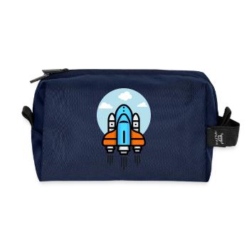 Futuristic Spacecraft Illustration - Recycled Toiletry Zip Bag - navy - Front