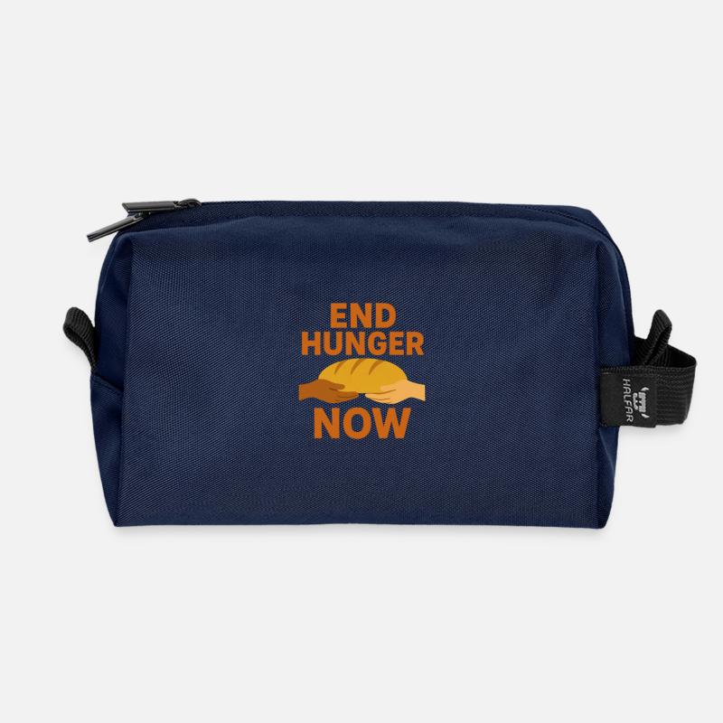 End Hunger Now Bread Icon - Recycled Toiletry Zip Bag - navy