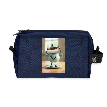 Cartoon Sweetheart Teapot Piggy Bank - Recycled Toiletry Zip Bag - navy - Front