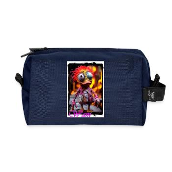 Buntes Vintage Monster Design Puppe - Recycelte Kulturtasche - Navy - Vorne