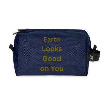 La Terre vous semble bien Conception inspirante - Trousse de toilette en tissu recyclé - marine - Devant