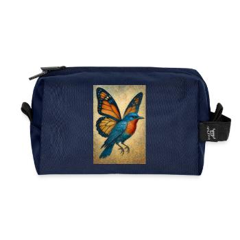 Oiseau volant avec des ailes de papillon - Trousse de toilette en tissu recyclé - marine - Devant