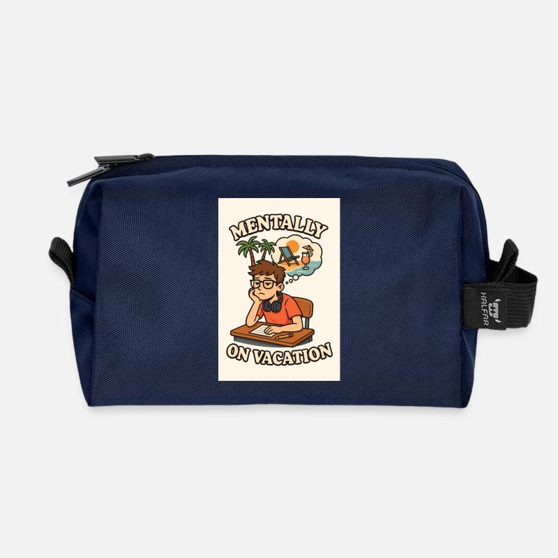 Conception mentalement en vacances - Trousse de toilette en tissu recyclé - marine