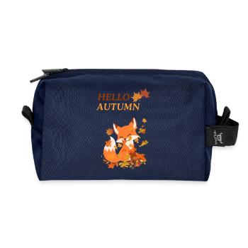 Renard espiègle avec des feuilles - Trousse de toilette en tissu recyclé - marine - Devant