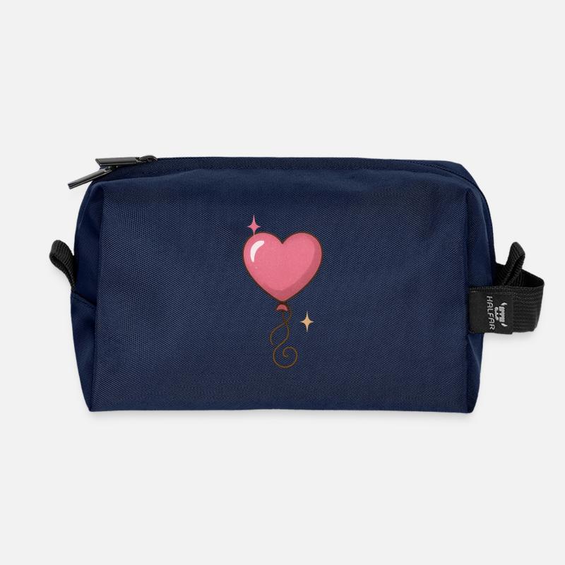 Glitzerherz Ballon Muster - Recycelte Kulturtasche - Navy