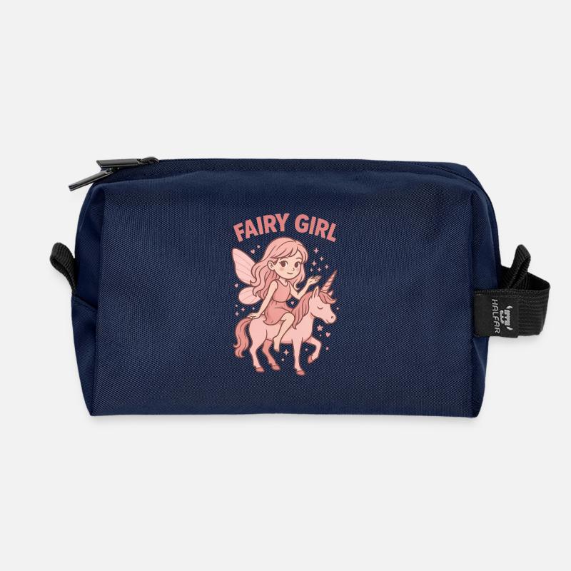 Feenreiterin Rosa Einhorn - Recycelte Kulturtasche - Navy