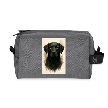 Schwarzer Hund Aquarell - Recycelte Kulturtasche - Anthrazit - Vorne