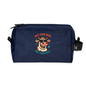 Kuh mit Sonnenbrille – Nicht deine Milch - Recycelte Kulturtasche - Navy - Vorne