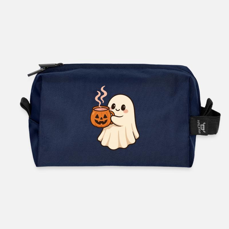 Geist mit Kürbis Becher Halloween - Recycelte Kulturtasche - Navy