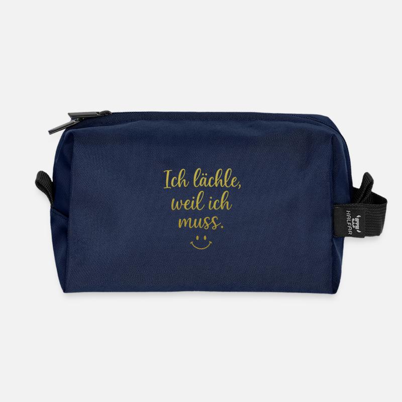 Ich lache, weil ich muss - Recycelte Kulturtasche - Navy