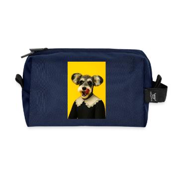 Hund mit Vintage-Spitzenhalsband - Recycelte Kulturtasche - Navy - Vorne