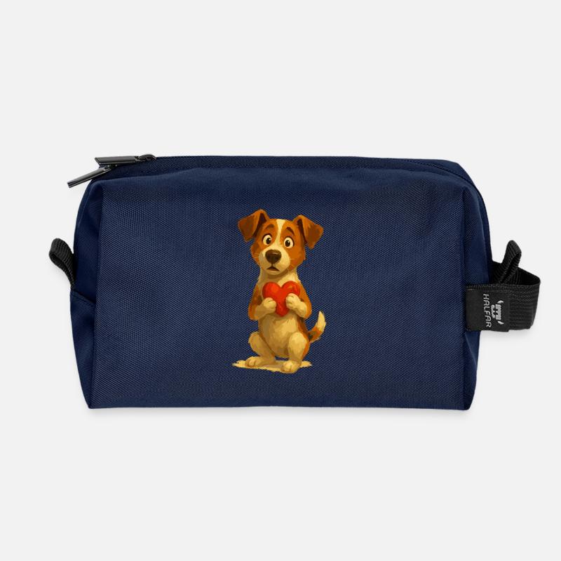 Jack Russell Terrier mit Herz - Recycelte Kulturtasche - Navy
