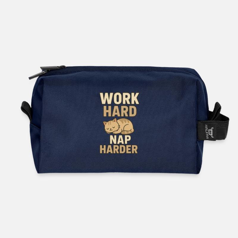 Hart arbeiten, härter schlafen - Recycelte Kulturtasche - Navy