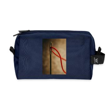 Thread Through Eye of the Needle - Recycled Toiletry Zip Bag - navy - Front