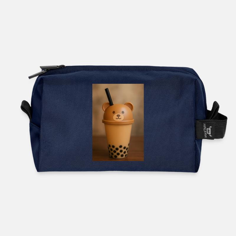 Bear Lid Bubble Tea Cup Design - Recycelte Kulturtasche - Navy