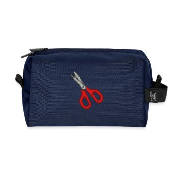 Ciseaux Rétro Rouge - Trousse de toilette en tissu recyclé - marine - Devant