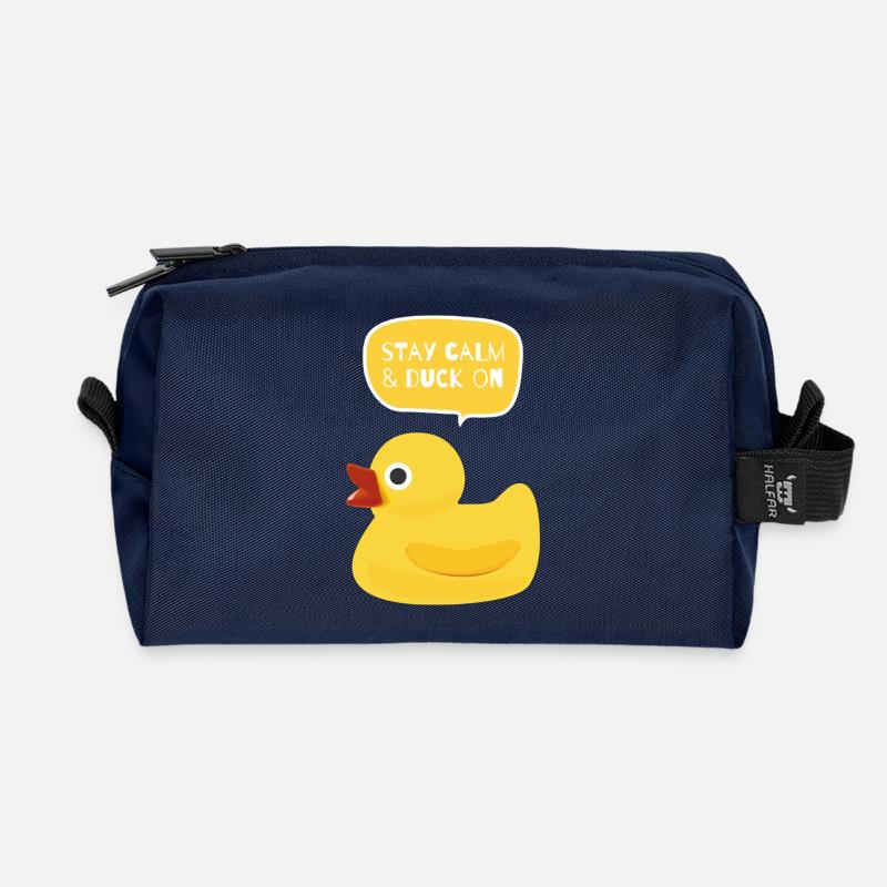 Bleiben Sie ruhig und ducken Sie sich vor dem Design - Recycelte Kulturtasche - Navy