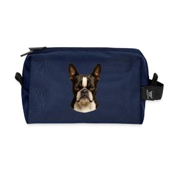 Eindrucksvoller Boston Terrier Blick - Recycelte Kulturtasche - Navy - Vorne