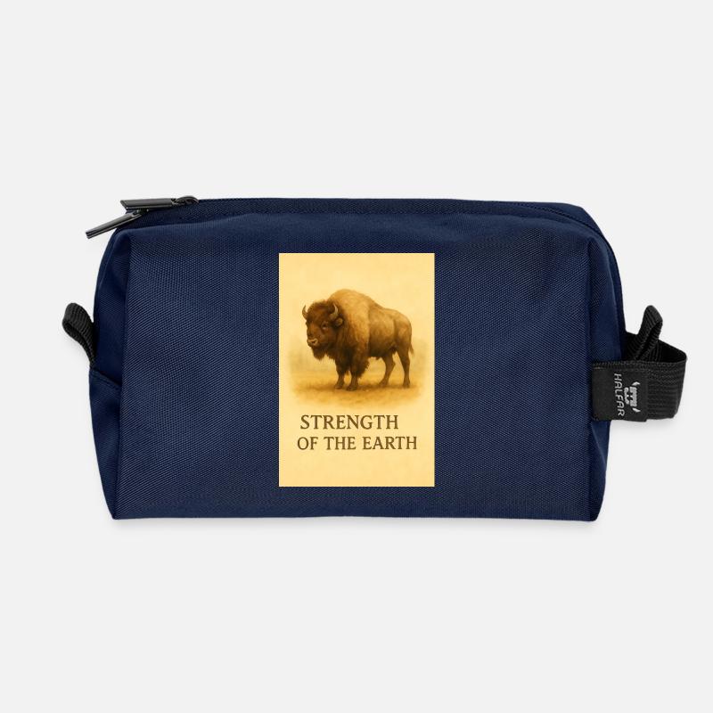 Die Stärke des Erdbisons - Recycelte Kulturtasche - Navy