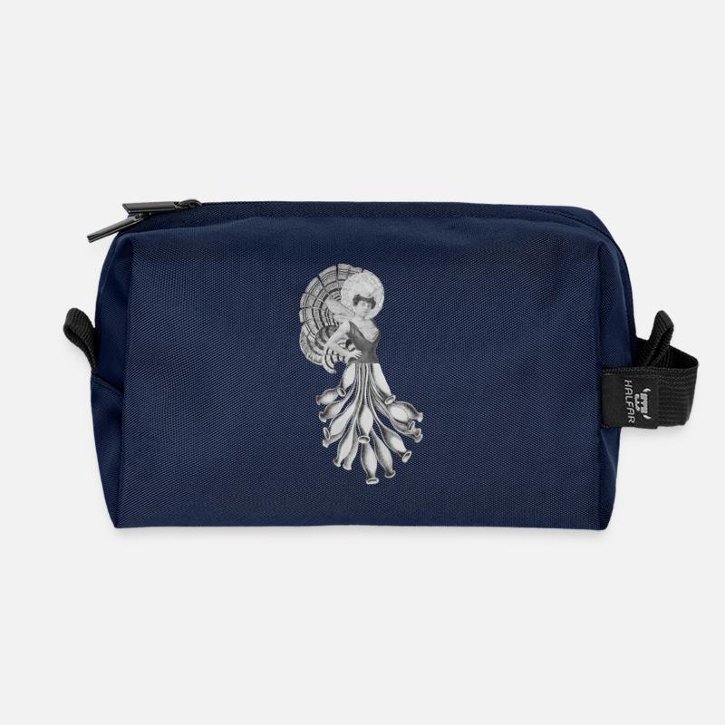 Viktorianische Tänzerin mit Federfächer - Recycelte Kulturtasche - Navy