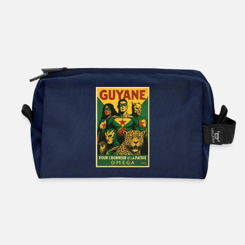 Vintage Guyana und Jaguar-Helden - Recycelte Kulturtasche - Navy