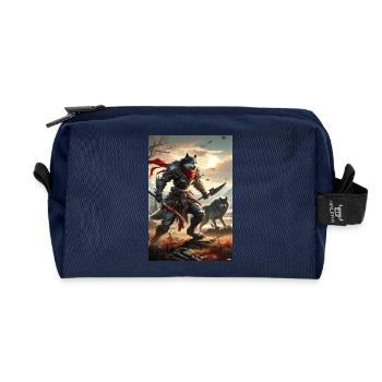 Ironwolf Warrior at Sunset - Recycled Toiletry Zip Bag - navy - Front
