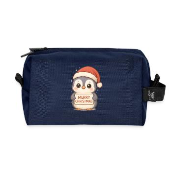 Ugly Christmas Penguin Christmas Gift - Recycled Toiletry Zip Bag - navy - Front